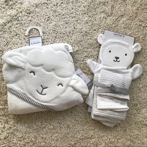 Carter’s bath towel, washcloths, & mit